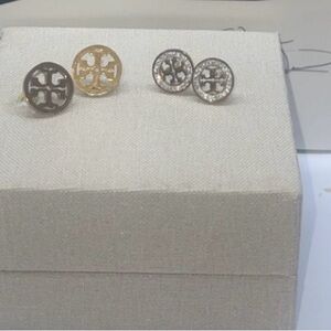 Tory Burch Gold and Silver Stud Earrings